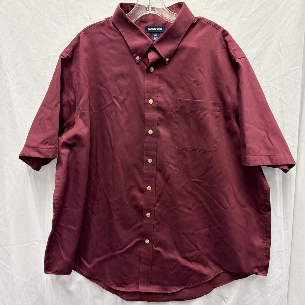Lands End The‎ Outfitters Men's Button Down Shirt XXL Red Short Sleeve